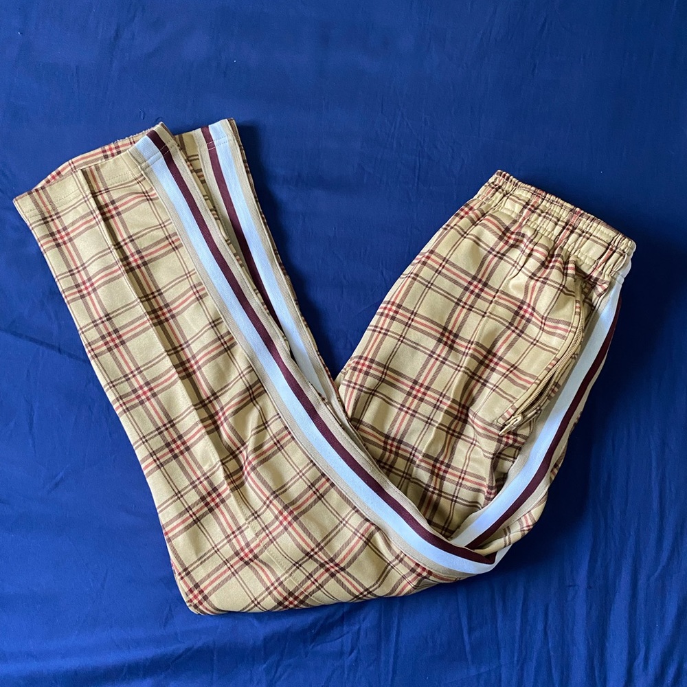 tan plaid pants